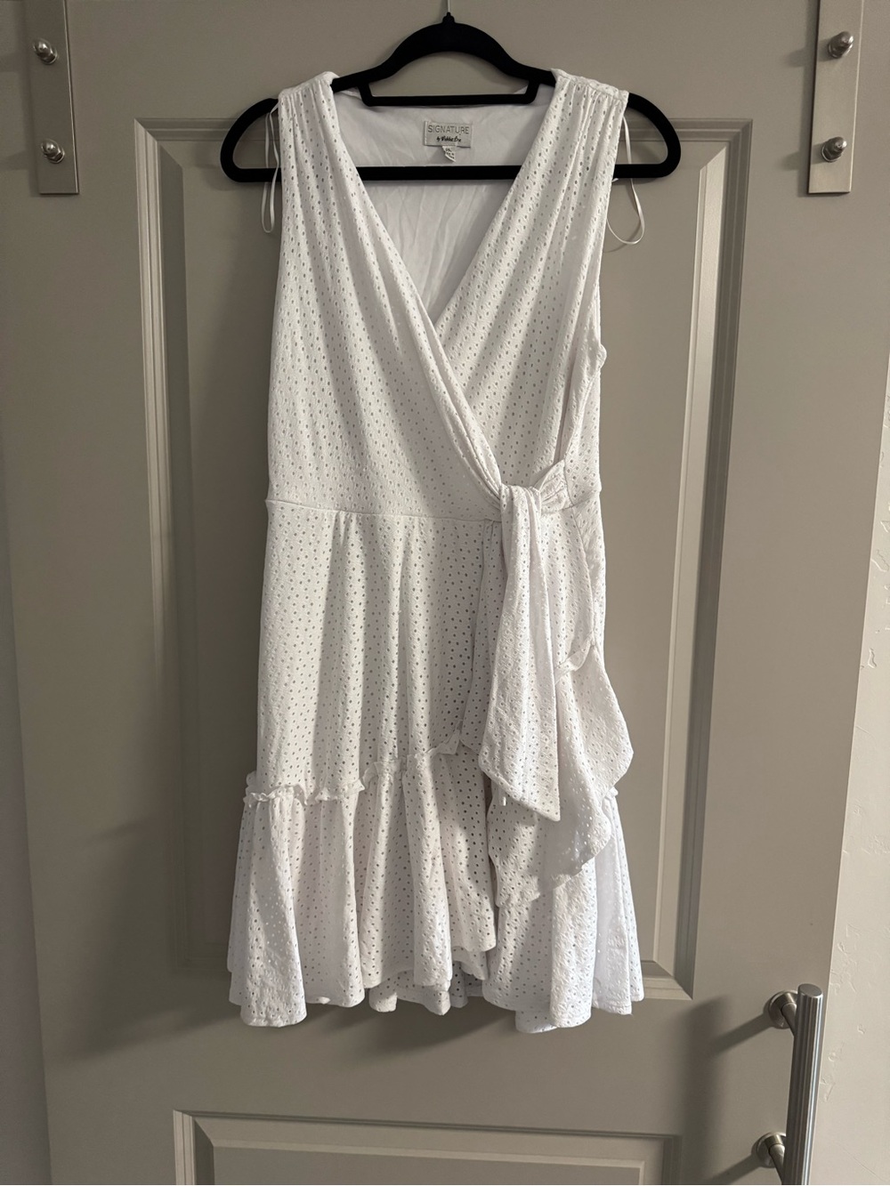 White wrap tie dress